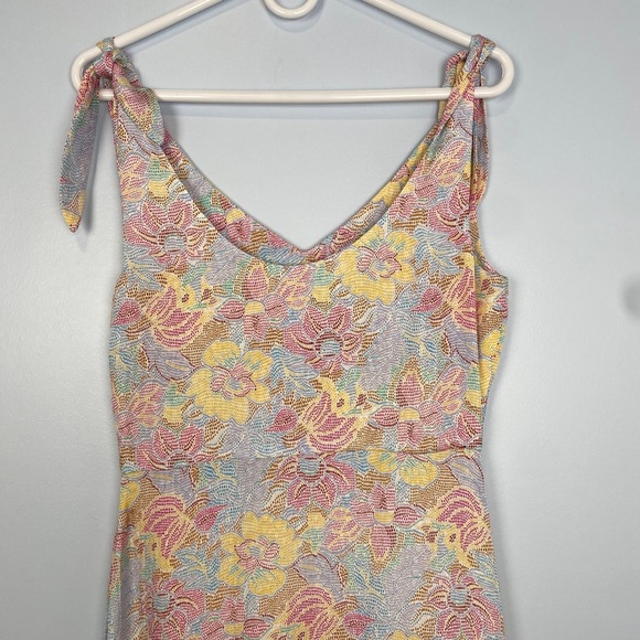 Warm Georgia Silk Floral Jacquard Midi Dress Sz S Small Cocktail Spring Romantic - Picture 10 of 13